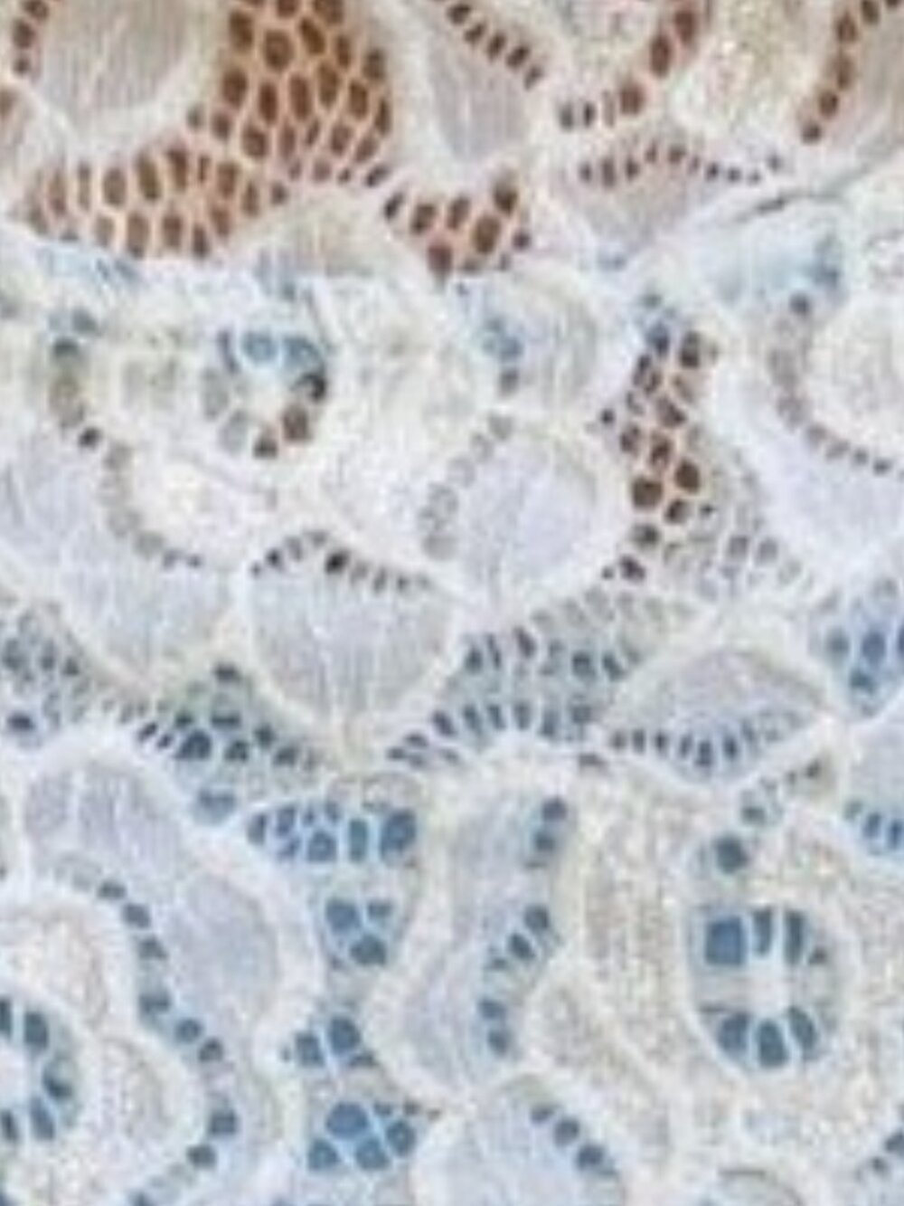 Maeve White Lace Overlay Peplum Top Size Large Blue Stripped details